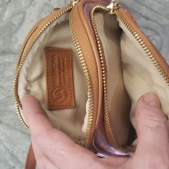Valentina LEATHER CROSSBODY PINK PURSE ITALY NWOT - Picture 7 of 11